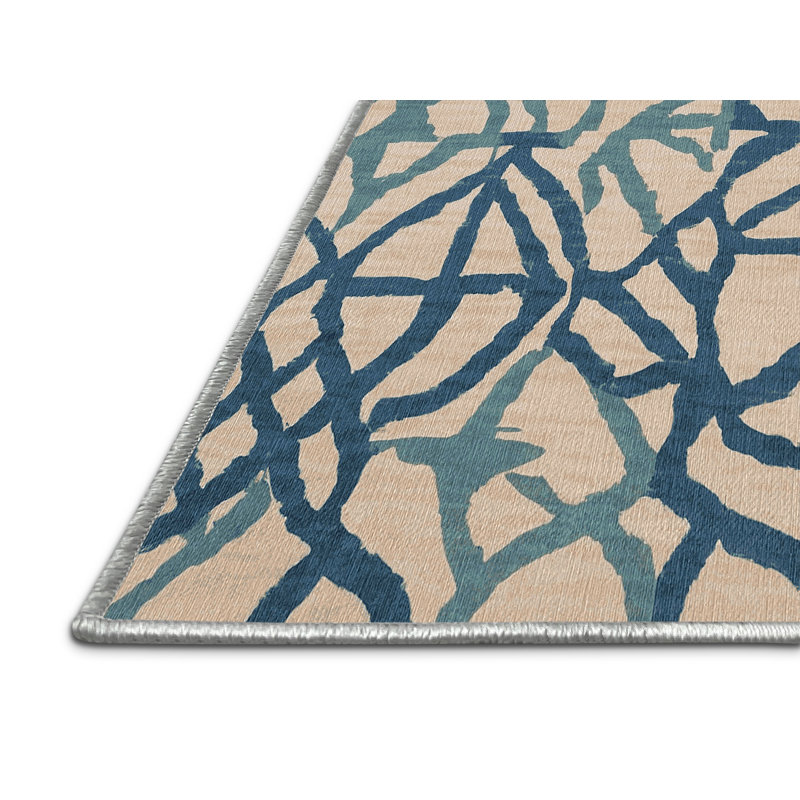Machine Washable Beige Area Rug, Square 4'