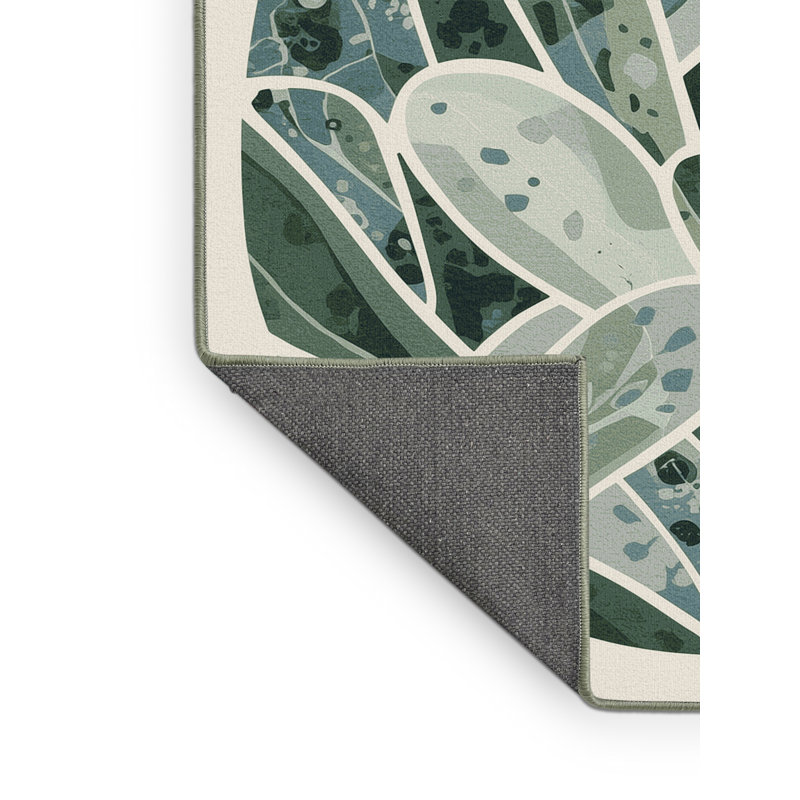Soft Plush Fairman Easter Modern & Contemporary Abstract Area Rug in Beige – SageGreen Binding, 5x8