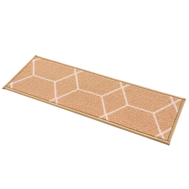 Tapis d’escalier antidérapant à motif hexagonal Tietjen, Jaune moutarde