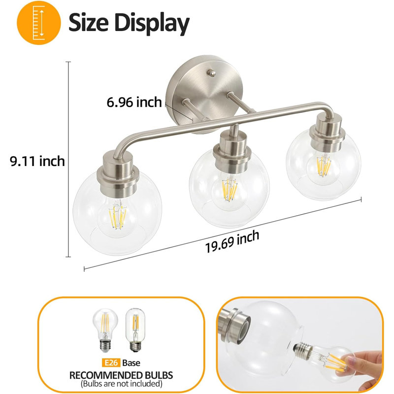 Abileigh 3 - Light Dimmable Vanity Light, Brushed Nickel