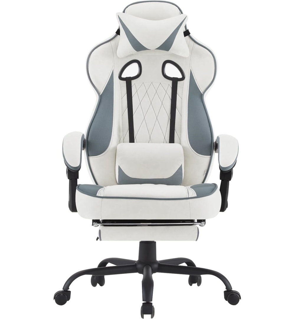Inbox Zero Adjustable Reclining Ergonomic Faux Leather Swiveling PC & Racing Game Chair with Footrest