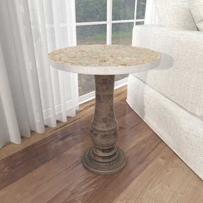 Solid Wood Pedestal End Table
