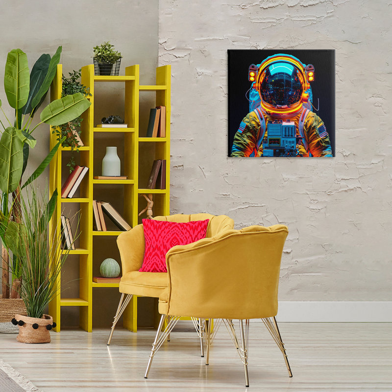 Astronaute avec casque réfléchissant, art mural par RB, H 24 po x l 24 po
