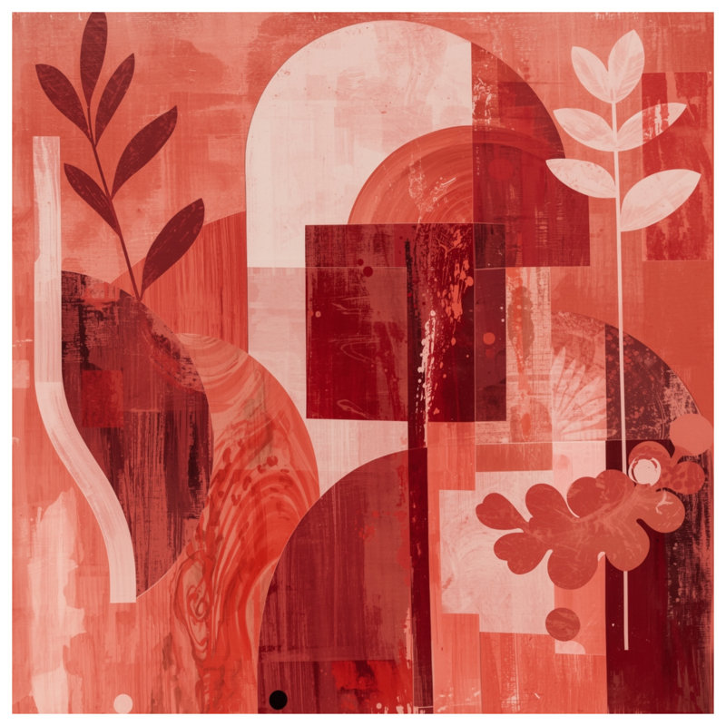Abstract Red Botanical Shapes Comforter, Queen