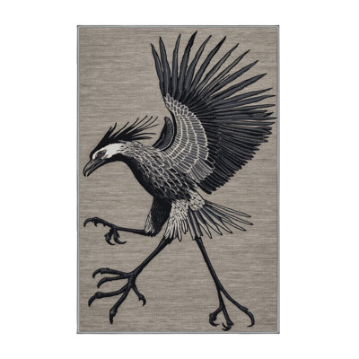 Washable Secretary Bird Wildlife Area Rug