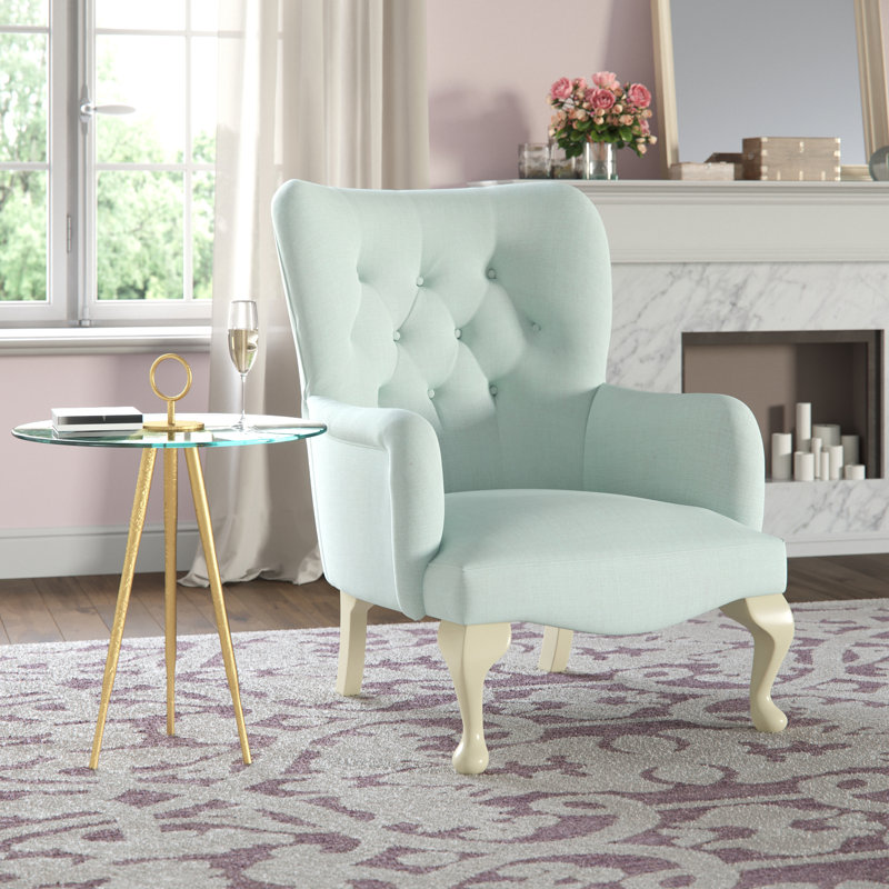 Loretta Upholstered Wingback Chair, Turin Duck Egg, Light Oak