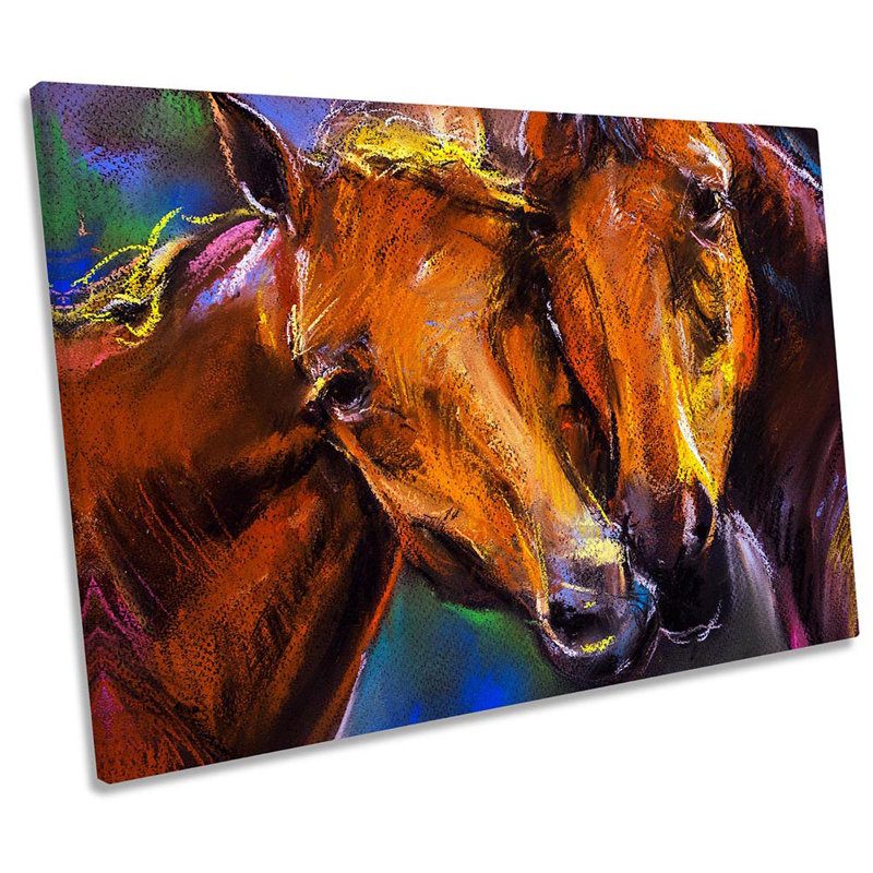 Two Horses Modern - Wrapped Canvas Print, 30.5cm H x 45.7cm W 