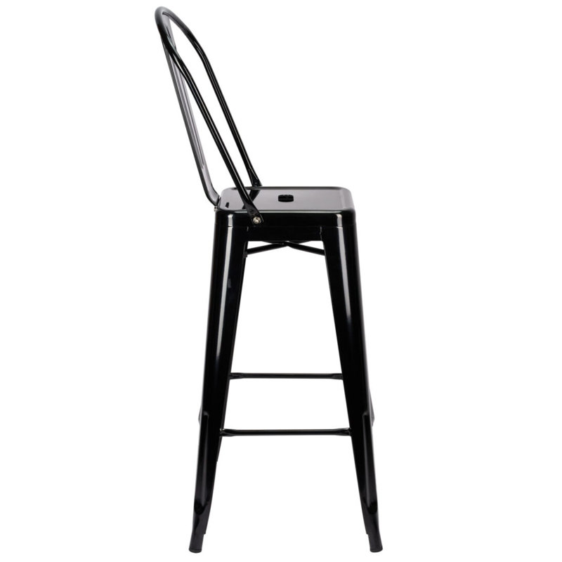 Tabouret de bar en métal Hi Chivari, Noir, noir, noir, noir
