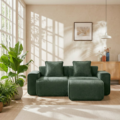 Streamlined 78.74" W x 59.84" D x 31.1" H 2-Seat Velvet Modular L-Shape Sectional Sofa