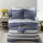 Ensemble de literie hypoallergénique moderne en polyester, bleu sérénité et gris pour la maison