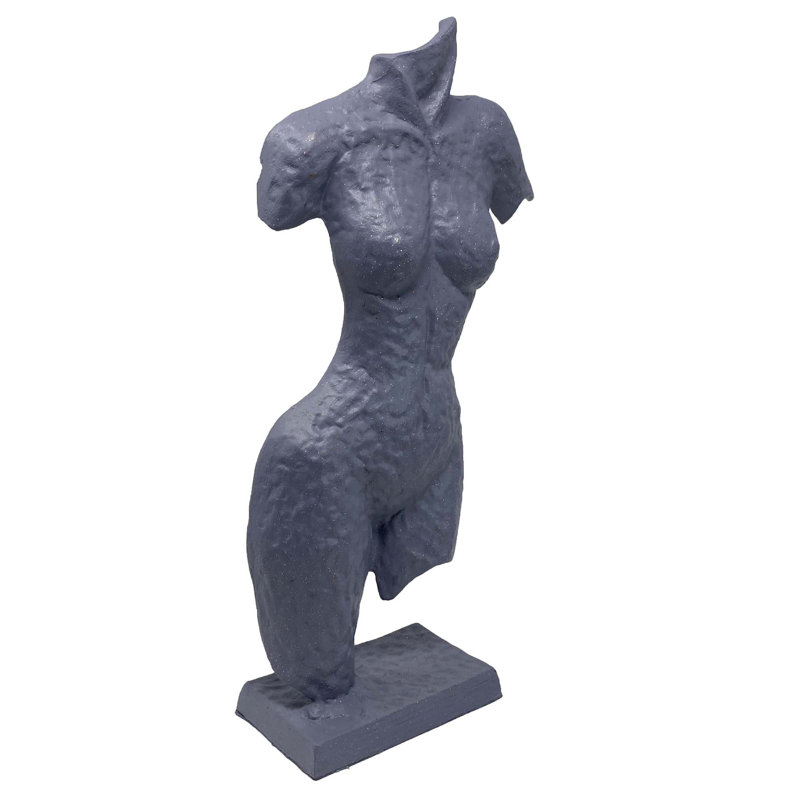 Bumpy TORSO SCULPTURE Aluminium Ornament 38cm, Grey Shimmer