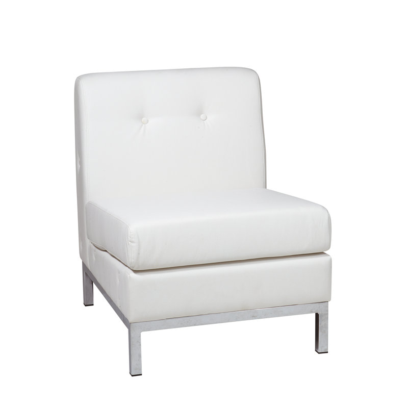 Allyce Faux Leather Seat Reception Chair with Metal Frame, White
