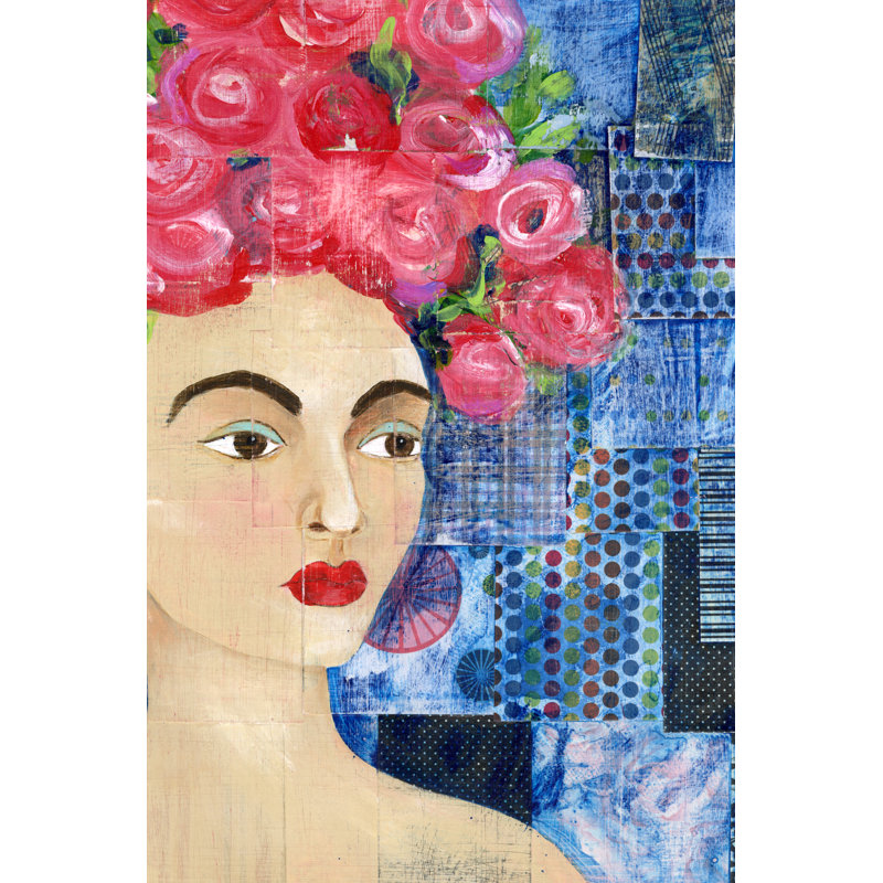 'Flowers in Her Hair I' by Regina Moore - Painting Print, 122cm H x 81cm W, Black Floater Framed