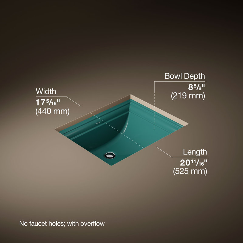 Memoirs® Vitreous China Rectangular Undermount Bathroom Sink with Overflow, Teal