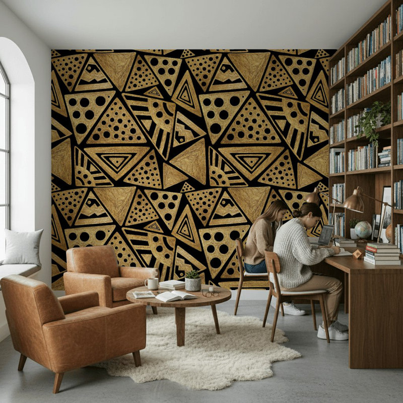 Papier peint géométrique triangles art déco