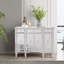 Console avec 3 tiroirs et 4 portes, porte en X en miroir MDF argenté