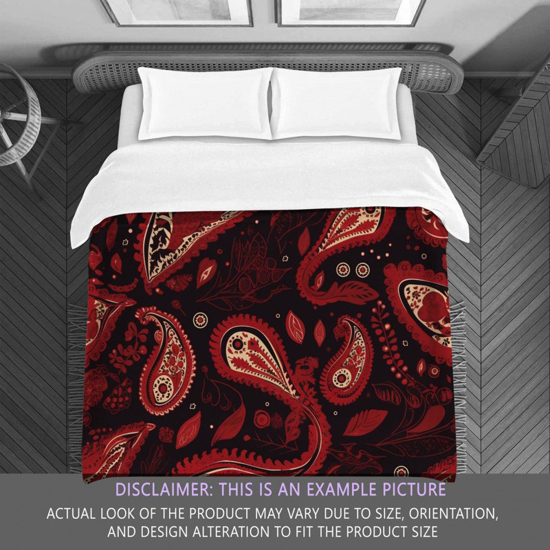 Botanical Black/Red Microfiber Comforter, Twin Extra Long