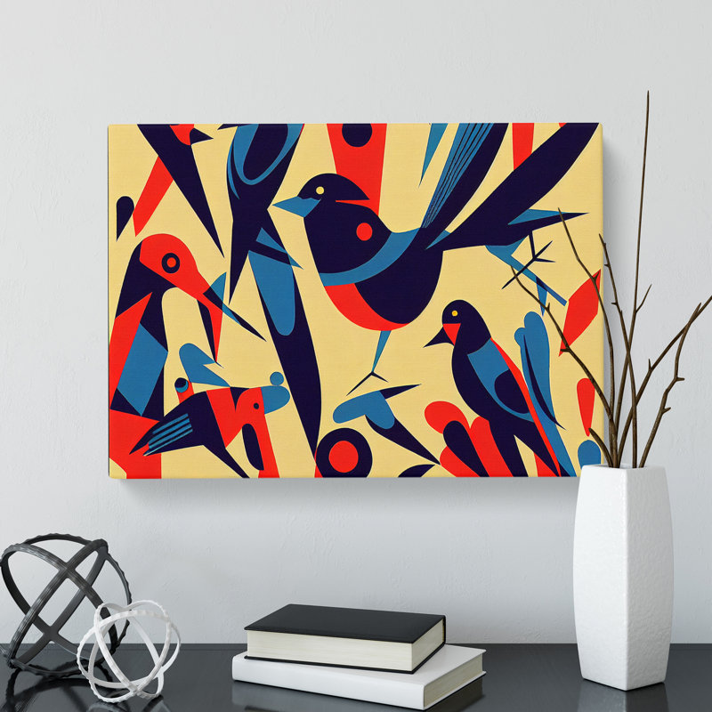 Magnetic Abstract Birds - Wrapped Canvas, 35cm H x 50cm W x 3cm D