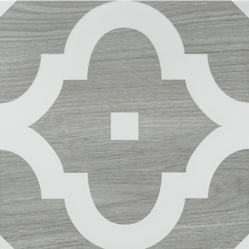 Larissa Deco 10x10 Porcelain Wood Look Wall & Floor Tile, Gray/White