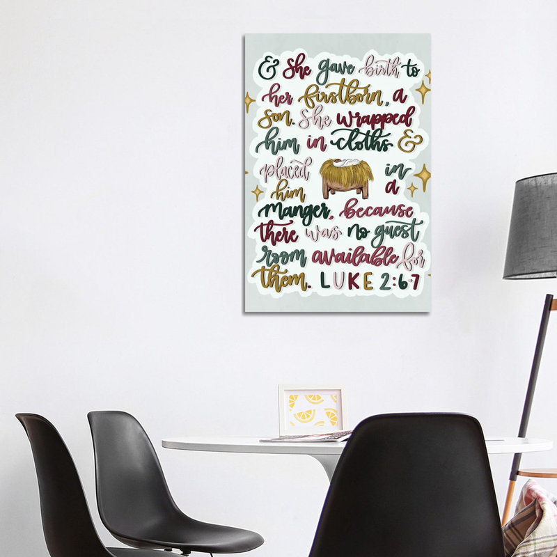 Luke 2:6-7 by Katie Bryant - Wrapped Canvas Gallery-Wrapped Canvas Giclée, 101.6 cm H x 66.04 cm W x 3.175 cm D