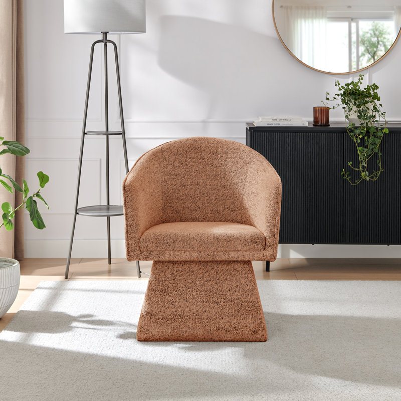 Veronica Contemporary Upholstered Accent Armchair - Bold Sculptural Curved Tub Back, Terracotta