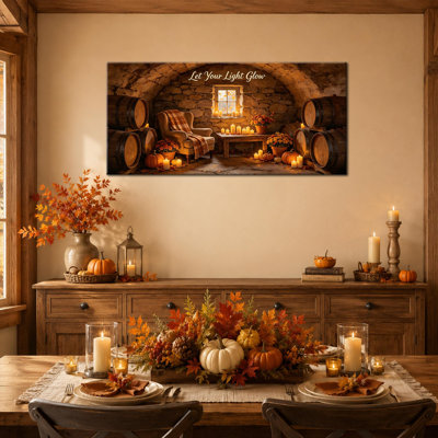 CXVU, art mural sur toile d'automne, décor rustique de photos d'automne de cave 32 po x 16 po
