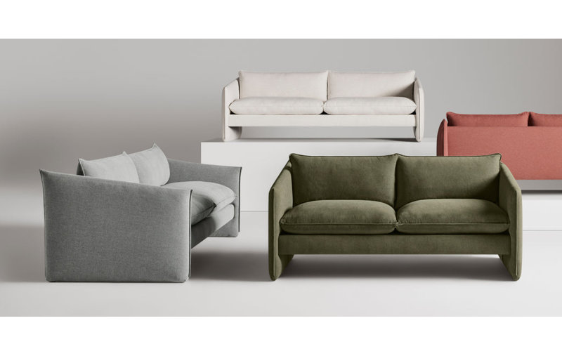 MTO - Softmore Sofa, 34" H x 96" W x 40" D, Tomato Velvet