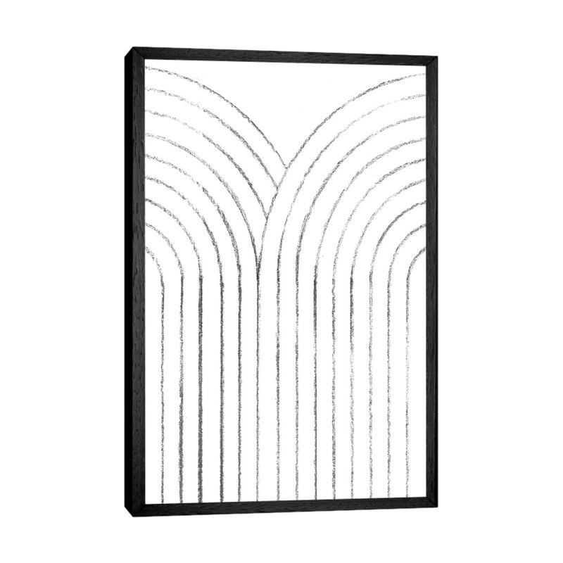 Rainbow Style Line Art by Whales Way - Print on Canvas, 66.04cm H x 45.72cm W x 3.81cm D, Black Framed