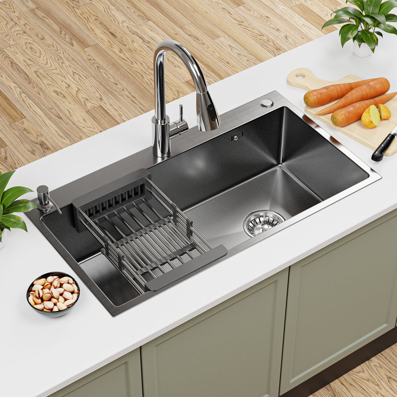 30" X 18" Undermount Kitchen Sink 16 Gauge Stainless Steel Single Bowl Drop-In Kitchen Sink, 30" L x 18" W