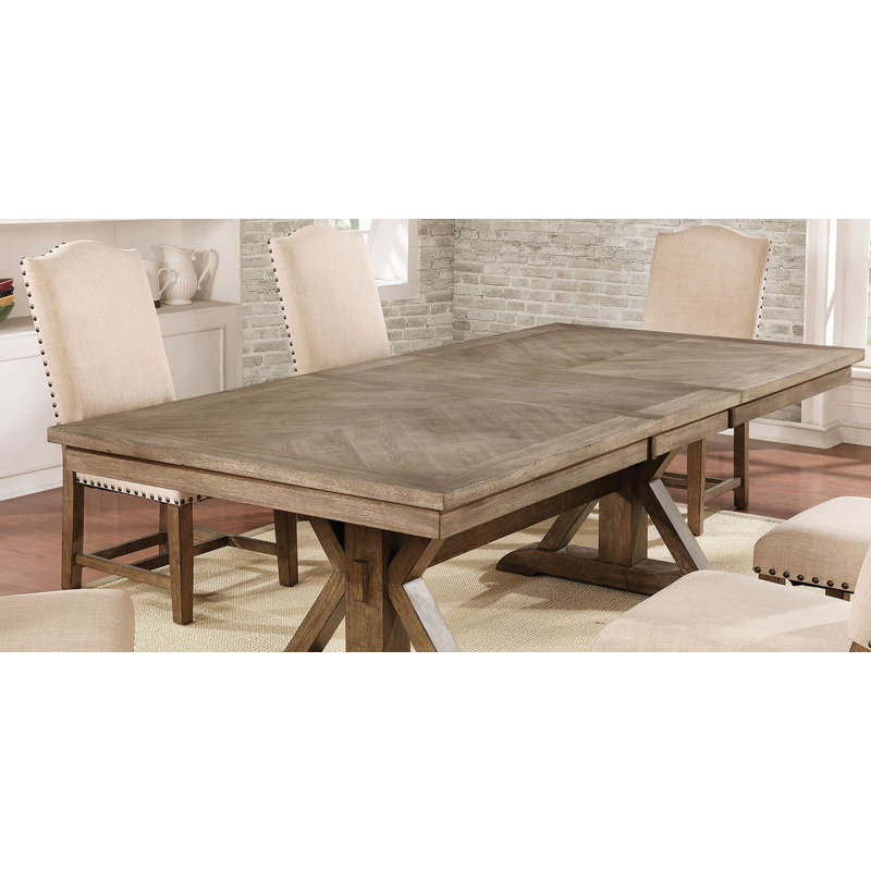 Table de salle à manger rustique l 90 po, chêne clair / beige