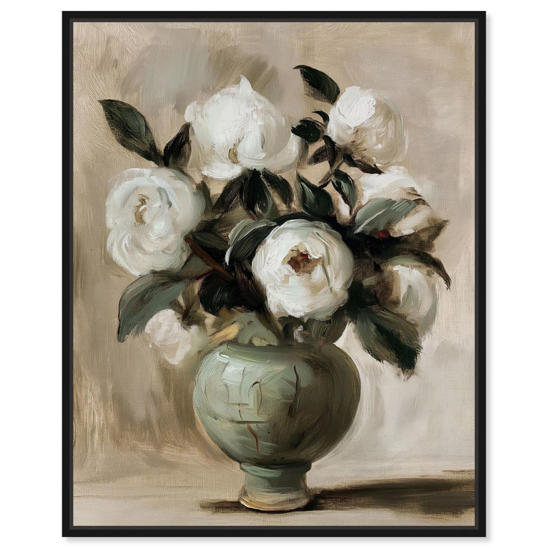 Raw Floral Vibes Canvas Elegant Florals par , H 21 po x l 17 po, Cadre flottant noir