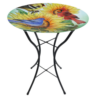 Birds In The Garden Glass Birdbath