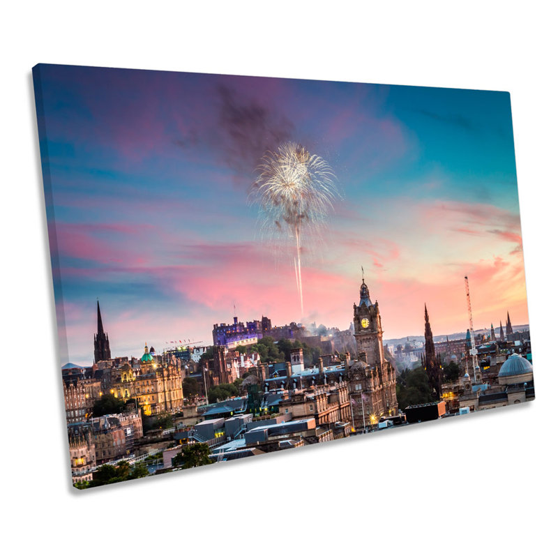 Edinburgh Fireworks City - Wrapped Canvas Print, 40.6cm H x 61cm W