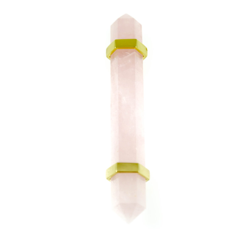 Poignée barre 3 po Rose Quartz, Laiton, 3"