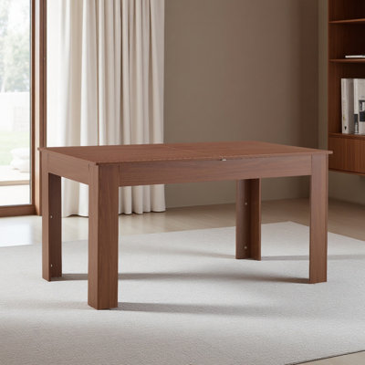 Table de salle à manger extensible rectangulaire, table de cuisine extensible moderne avec 2 abattants, finition noyer, table de salle à manger peu encombrante pour petite et grande famille, salle à manger et salon
