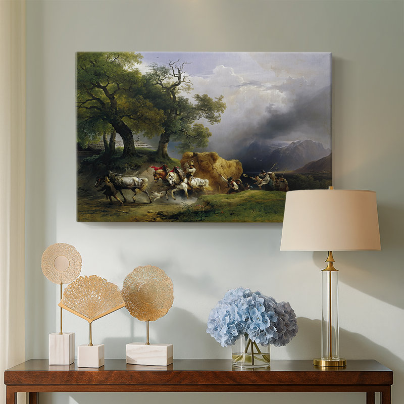 Le wagon de foin dans un orage - Galerie Gauermann - toile tendue-c. Milieu du 19e siècle, 40 x 60