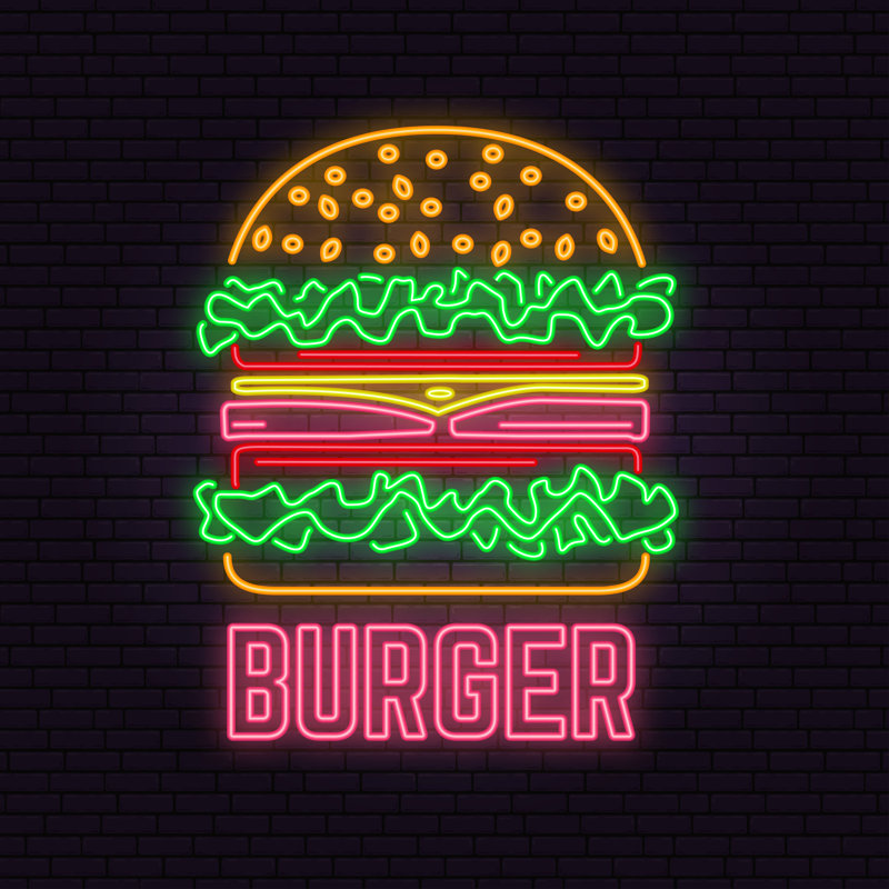 Burger Sign by Ser_igor - Wrapped Canvas Print, 91cm H x 91cm W x 3.8cm D