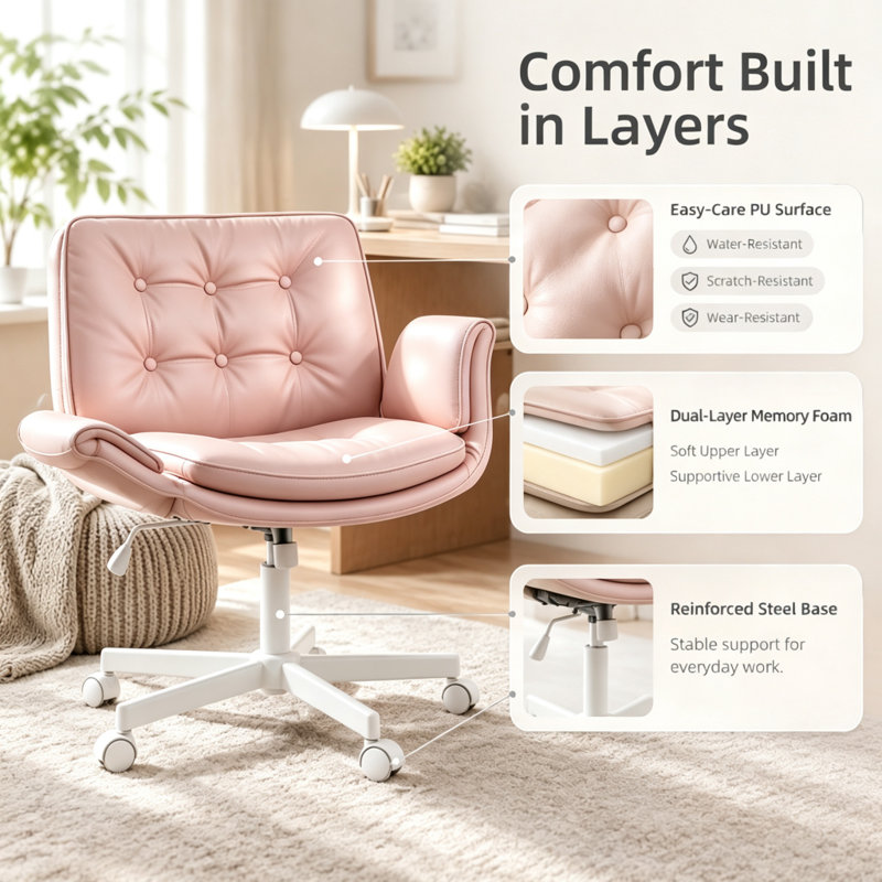 Fauteuil de bureau Criss Cross, Rose