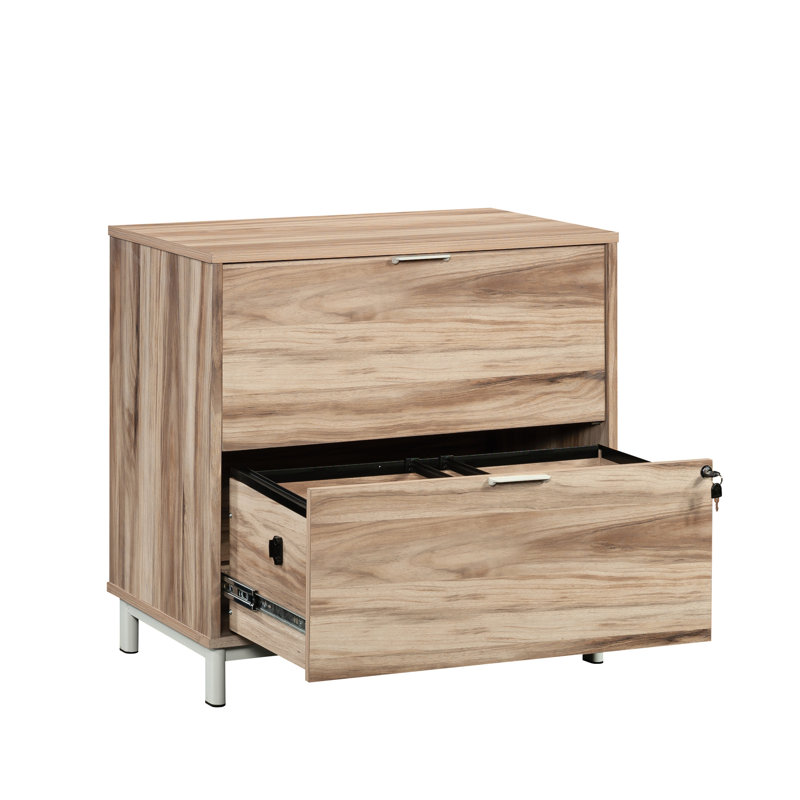 Classeur latéral, finition bois, 2 tiroirs pour le rangement organisé au bureau, teinture et égratignure, couleur brun convenant à la maison, système de verrouillage, tiroir inférieur, 30,81 po x 19,93 po, 29,33 po, assemblé