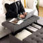 Grand repose-pieds carré 33 po avec rangement, table basse à plateau relevable rembourré capitonné en velours surdimensionné avec repose-pieds, coffre à jouets pour le salon-1067624100