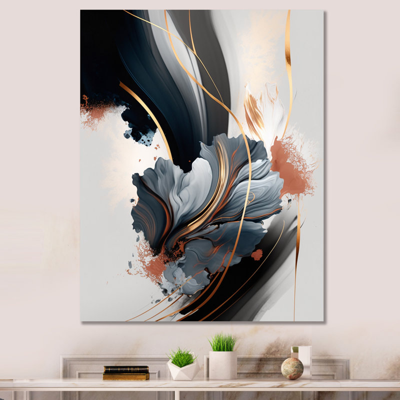 Reproduction d'art sur toile abstraite or mauve complexe - II, H 20 po x l 12 po x P 1 po, Toile tendue