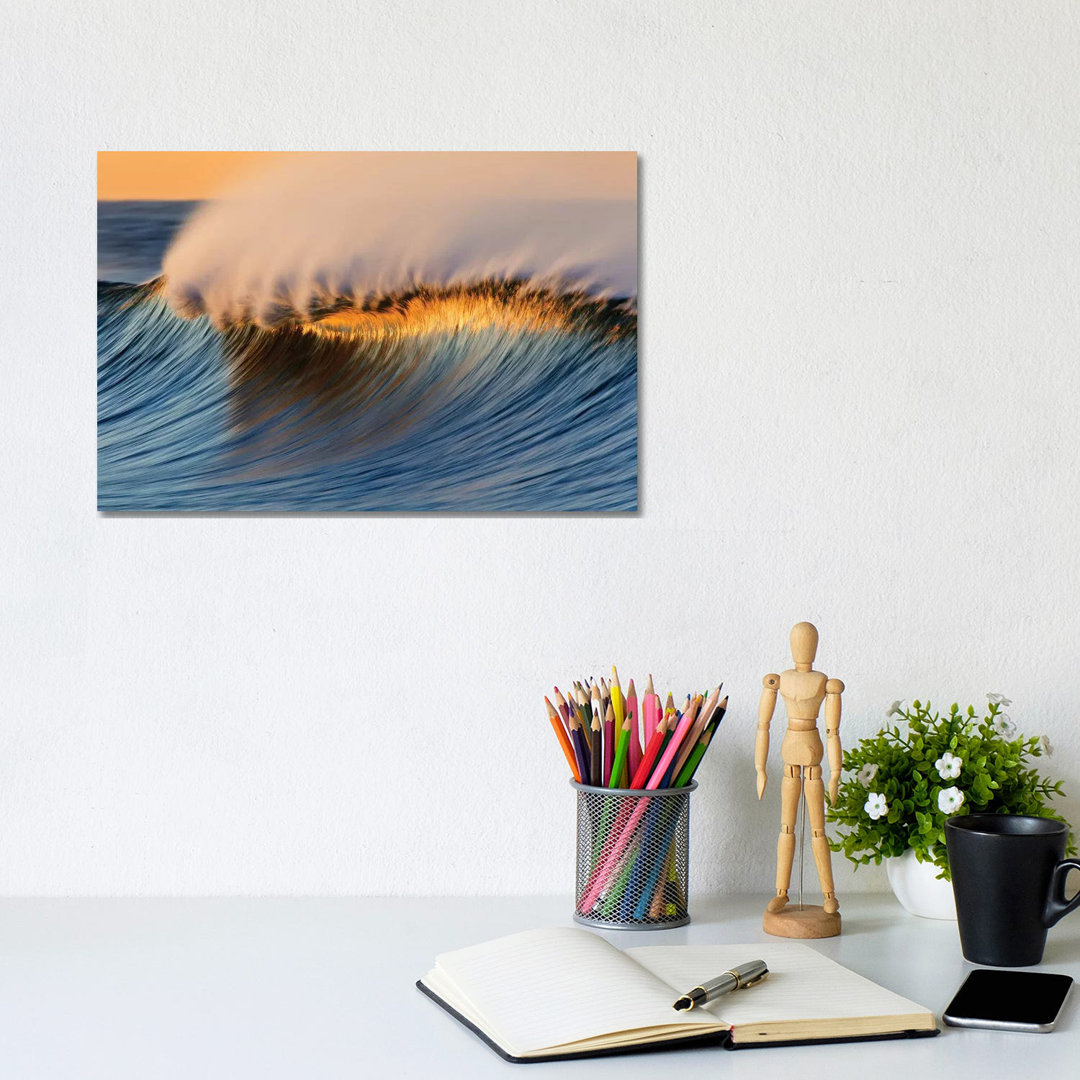 Golden Crest Wave by David Orias - Wrapped Canvas Rectangle Photograph