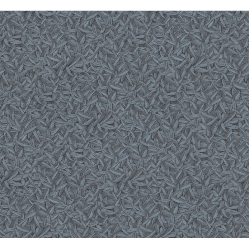Rouleau de papier peint à motif de feuilles naturelles L 33 pi x l 27 po Alvar, Bleu métallisé