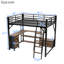 Lit en métal de taille grand avec lit mezzanine, bureau, conduit et structure avec rangement, tablettes antidérapantes-705523419
