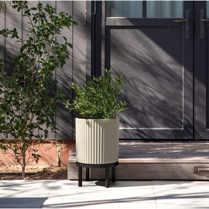 Jardinière Demi Series avec support, 1, Sable / Noir, H 16 po x l 10,5 po x P 10,5 po
