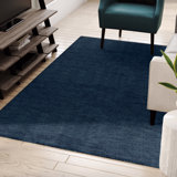 Manns HAND KNOTTED LOOM WOOL ECO-FRIENDLY AREA RUGS - Blue Color | Solid Plain Design | Area Rugs for Living room, Bedroom