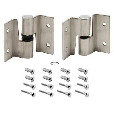 Prime-Line Surface Mounted Hinge Set, RH-In/LH-Out, w/Fasteners, Stainless Steel (Single Pack)