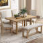 Ensemble de table de salle à manger 6 pièces pour 6 personnes, table de cuisine en bois de 60 po et 4 chaises avec banc et base en tréteaux pour la cuisine et la salle à manger (naturel)