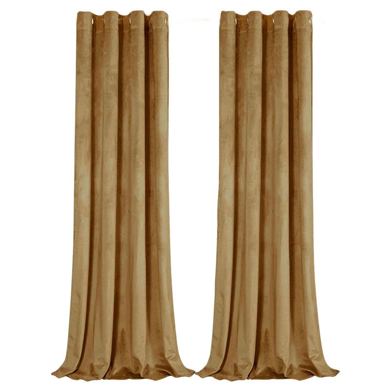 Velvet Room Darkening Curtain Panel Pair, Orange, 117cm Width x 137cm Drop
