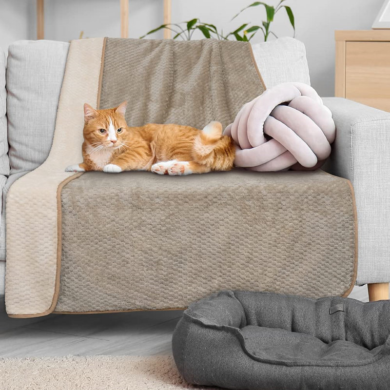 Taupe XL Reversible Fleece Sherpa Pet Blanket